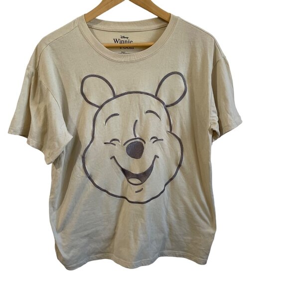 Disney Shirt Womens Medium Light Yellow Winnie the Pooh Embroidered Unisex Soft - Picture 1 of 8